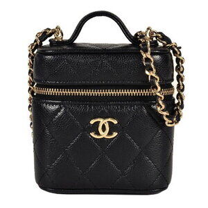 CHANEL Matelasse Vanity Shoulder Bag Black Caviar Leather Coco Mark